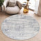 TAPISO Sky Rund Teppich Kurzflor Modern Creme Blau Grau Meliert Design Vintage Wohnzimmer Schlafzimmer Patchwork 3D Optik ÖKOTEX 120 x 120 cm