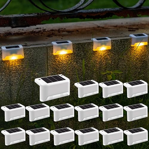 Liiisi 16 Unidades luz solar Escaleras, Decoracion terraza exterior, Luz Cálida. (16)
