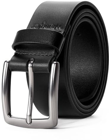 Wrangler Herren-Ledergürtel, 38 mm, lässiger Gürtel für Jeans, Geschenk für Männer, Schwarz, 34 (waist 31-32)