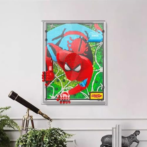 Acryl-Sammlerstück-Displaybox für Lego 31209 Spider-Bilderrahmen, Wandmontage, Wandplatte, Blockmodell, transparent, staubdichte Aufbewahrungsbox (nur Displaybox)