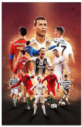 Famous Football Superstar CR7 Poster Art Canvas Prints Wall Decor Bedroom for Living Room Sport Room Gift for Fan Football. 40x60cm(UnFramed) (H)