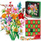 Adventskalender 2024 für Kinder, Erwachsene und Teenager, Blumenstrauß-Baustein-Weihnachts-Countdown-Kalender, künstliche Wildblumen-Bausteine, Spielzeug-Geschenkbox, ab 6 Jahren (A)