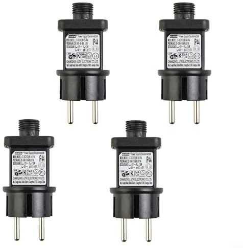 HOHOVYVY Stecker Für Lichterkette Außen, Lichterkette Netzteil Adapter Transformator Treiber IP44 31V Max 3,6W (4 Stück)