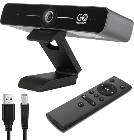 GoPresence Smart 4K Ultra HD Webcam, 120° Wide-Angle, 20ft Audio Range, AI Auto-Framing