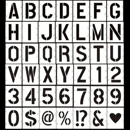 42-teilige Schablone, Alphabet-Buchstabenschablonen, wiederverwendbare Zahlenschablonen, ineinandergreifende Zahlen- und Buchstabenvorlagen, Schablone zum Zeichnen, Malen, DIY-Schild (2 Zoll)