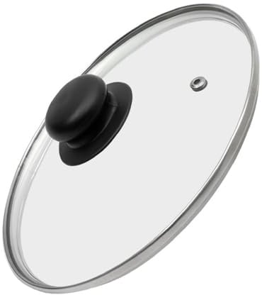 DIOXSTAR Transparent Glass Lid with Knob, Vented Frying Pan Saucepan Glass Lid, Heat Resistant, Stainless-Steel Rim, Easy to Clean, Replacement Lids for Pans and Pot (16 CM)