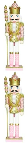 PRETYZOOM 2St König der Waage Miniatur Tischplatte im Freien Nussknacker Lebkuchen Baum weihnachtsmotiv Weihnachts Figuren weihnachtsdeki holzdekor versorgung Party- aus Holz Stoff Rosa