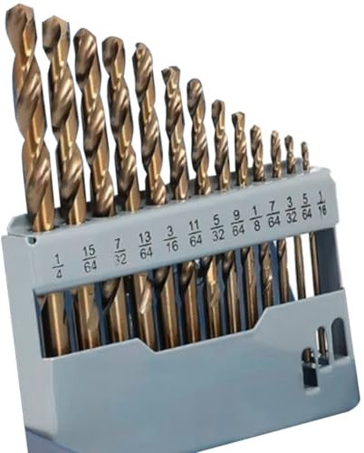 Rtxbvg Juego de Brocas de Cobalto M35 Acero de Alta Velocidad Twist Jobber Longitud para Metal Endurecido, Acero Inoxidable, Hierro Fundido (13 Piezas)