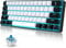 Snpurdiri 60% kabelgebundene Mechanische Gaming Tastatur, 61 Anti-Ghosting-Tasten, Blaue LED-Hintergrundbeleuchtung, ultrakompakte Zwei Ständer (Blauer Schalter/Schwarz Weiß Eisblau)