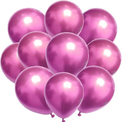 DazzJoy 20 Stück Luftballons Pinke Metallic,12 Zoll Latex Luftballon Rosenrot,Luftballons Rosa für Hochzeit Deko,Pink Balloons Geburtstag Mädchen,Helium Ballons Party Deko
