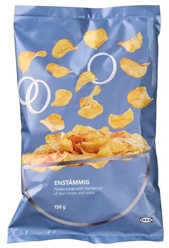 ENSTÄMMIG Potato Crisps, Sour Cream & Onion, 150g – Crunchy, Flavor-Packed Swedish Chips for Snacking Anytime