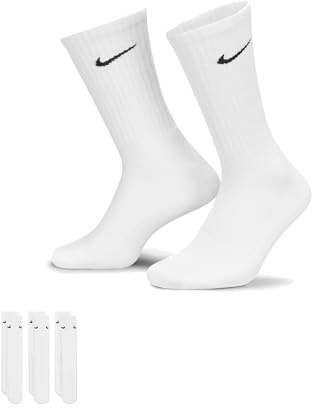 NIKE DRI FIT Socken 3er Pack Strümpfe SX4508 Weiß, Größe:L = 42-46, Farbe:100 White