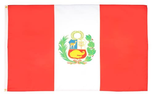 AZ FLAG – Lote de 2 banderas peruanas – 90 x 60 cm – Bandera peruana 100% poliéster con ojales metálicos integrados