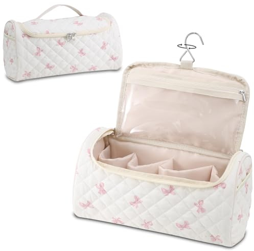 GISMTR Custodia da viaggio trapuntata compatibile con Dyson Airwrap Multi-Styler tutti i modelli e gli accessori, borsa portatile in cotone con gancio per appendere accessori arricciacapelli, Fiocco