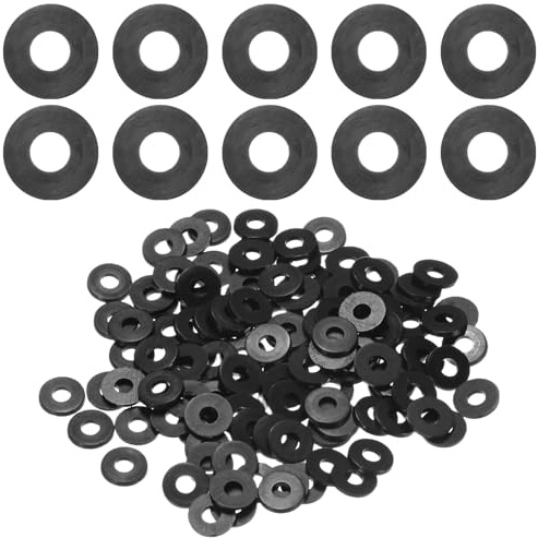 M METERXITY Lot de 120 rondelles plates M3 en nylon - 3 mm x 8 mm x 1 mm d'épaisseur - Rondelles rondes en plastique uni pour maison/commerce - Noir