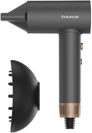 Taurus Secador de Pelo Profesional Ionico Uso Diario Pelo Liso Rizado para Secado Ultrapido con 2 Velocidades 5 Temperaturas para Viajes Tecnologia Antiescrespamiento con Difusor