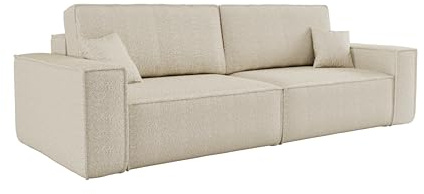 Best For Home – Ecksofa Karl mit Schlaffunktion | L-Form Sofa mit Bettkasten | 3-Sitzer Schlafsofa & Gästebett | Bequemes Wohnzimmermöbel |Modernes, XL-förmiges Couch-Design in Creme