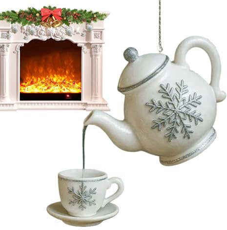 Bajbumgn Teekannen Christbaumschmuck - 2D Acrylic Weihnachtsbaum Deko - Rustikale Wohnkultur Deko Für Wand Innen Außen Garten Fensterbank Auto Kamin Büro Zimmer,Wohnzimmer Auto Schlafzimmer Wand