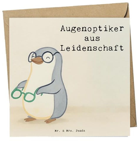 Mr. & Mrs. Panda Grußkarte Augenoptiker Leidenschaft Design - Geschenk, Lustig, Optometrist, Optiker, anlasskarte, Spruch, doppelkarte, Glückwunschkarte, Klappkarte, faltkarte