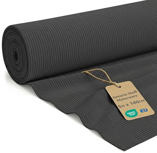 Stoff Meterware Cordstoff 5 M x 140 cm - Polsterstoff Möbelstoff Stoffe zum Nähen Cord Dekostoff Gardinenstoff Möbelstoffe für Sofa Decke Bettwäsche und Kissen Bezug Oeko-Tex Dunkelgrau