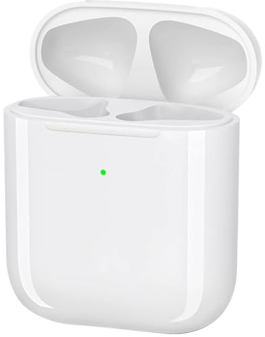 Ersatz Wireless Charging Case für AirPods 1 oder 2 Keine Ohrhörer Wireless Charging Case NUR für AirPods 1 oder 2, Dual Charging Methoden mit Qi-zertifiziertem kabellosem und USB-C-Anschluss, Weiß