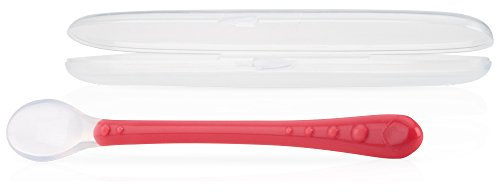 Nûby ID5556PINK Cuillère Longue en Silicone Doux 6+ Mois