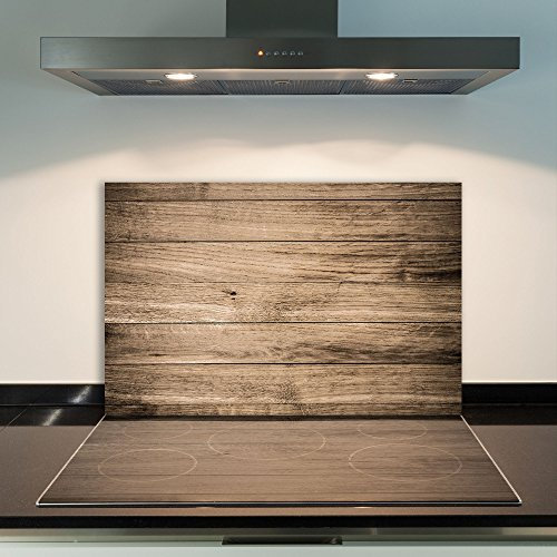 DAMU Ceranfeldabdeckung 1 Teilig 80x52 cm Herdabdeckplatten aus Glas Holz BraunElektroherd Induktion Herdschutz Spritzschutz Glasplatte Schneidebrett