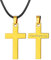 FaithHeart Geschenkidee - Lederkette für Damen und Herren mit Kreuz Anhänger aus Edelstahl, Goldkette Gravur
