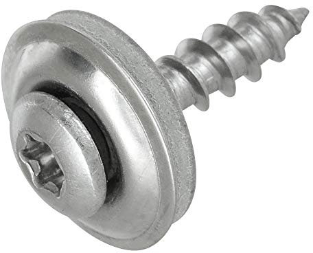 100 Stück Spenglerschrauben 4,5 x 25 Torx | inkl. Dichtscheibe 15 mm - Edelstahl A2 Blank | Flachsenkopf | Universalschraube | Schrauben