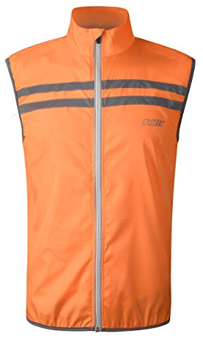 bpbtti Men's Hi-Viz Safety Running Cycling Vest - Windproof and Reflective (Large - Chest 43-45, Orange)
