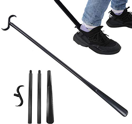 Verbindbarer Anziehstab mit verstellbarer Länge (30-90 cm), abnehmbarer Schuhlöffel, Anziehhilfe für Socken, Hemden und Hosen, ideal für Senioren und Menschen mit eingeschränkter Mobilität