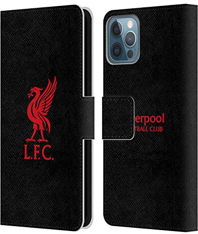 Head Case Designs Officially Licensed Liverpool Football Club Red Logo On Black Liver Bird Leather Book Wallet Case Cover Compatible With Apple iPhone 12 / iPhone 12 Pro