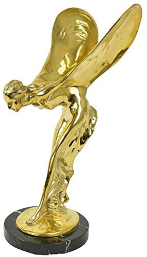 Casa Padrino Luxus Bronze Skulptur Frau mit Flügeln Gold/Schwarz 26 x 35 x H. 52 cm - Edle Bronzefigur mit Marmorsockel - Luxus Deko Lady with Wings