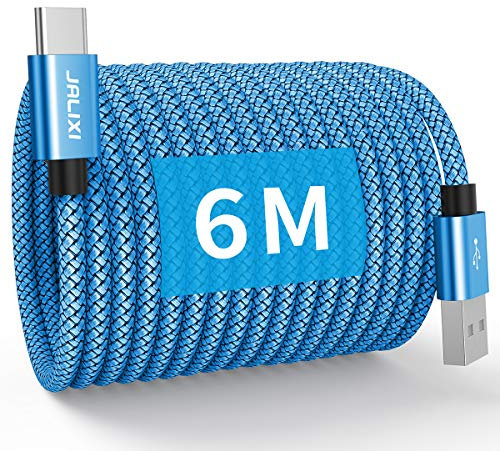 JALIXI 6 M Extra Long USB 2.0 Cable USB C, Solide Câble USB Type C, Charge Rapide