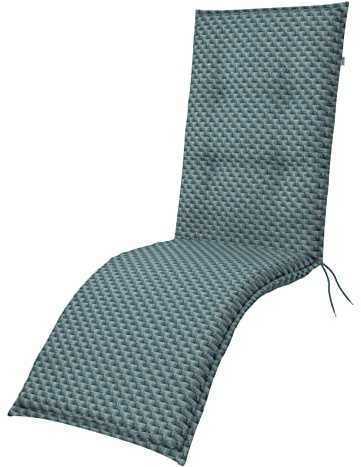 Doppler Auflage Relax-Liege Living Blau Rattan I Gartenliege-Polster 170x48x6cm aus Baumwolle & Polyester I Liegestuhl-Auflage weich & bequem I Liegenauflage zum Festbinden an Sessel