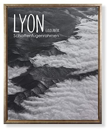 BIRAPA Lyon Keilrahmen für Canvas 60x80 cm in Gold Antik, Rahmen für Leinwände, Leerrahmen für Leinwand, Schattenfugenrahmen für Keilrahmen, Leinwand Rahmen