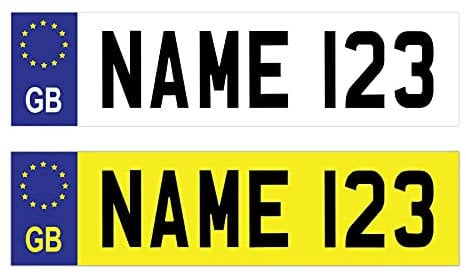 Pack of 2 GB Kids Number Plates for Ride On (140 x 35 mm) Self Adhesive Waterproof Personalised Number Plates Stickers for Children Electric Car Packwith®