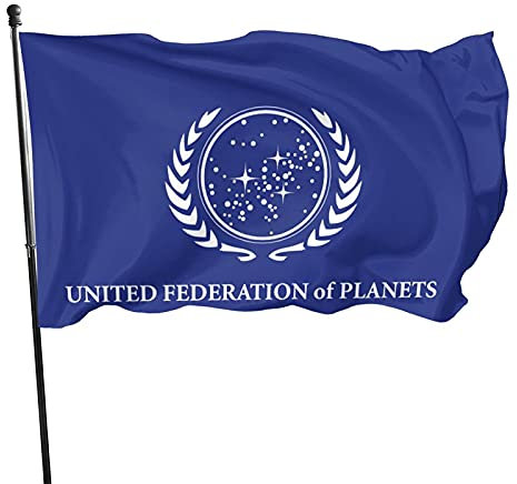 HYJUK Flagge der Vereinten Föderation der Planeten, 90 x 150 cm, langlebig und lichtbeständig, Party-Dekoration im Freien, Einheitsgröße