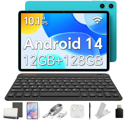 TECLAST P30 Android 14 Tablet 10.1 Pollici, 12GB RAM+128GB ROM(TF 3TB), 2GHz Octa-Core, Widevine L1/5GHz WiFi/GPS/OTG/BT5/6000mAh/Tablet con Custodia+Tastiera+Penna+3.5mm Auricolari, 8 Accessori-2025