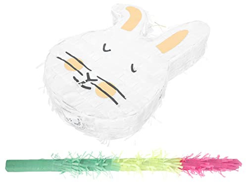 Yardwe Osterhase Pinata mit Großen Ohren Bat Stick Ostern Pinata Partybedarf Kaninchen Pinata Vorgefüllte Süßigkeitenbox Pinata Spielzeug für Ostern Dekorationen Party Spiel Foto