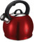 Berlinger Haus Whistling Tea Kettle for Stove Top, 3.2 Quart Stainless Steel Tea Pots for Stove Top, Stovetop Kettle with Push Button Handle, Enhanced Induction Base Stainless Steel Teapot, Red