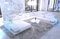 Wohnlandschaft Venedig XXL Sofa in Leder - mit LED Beleuchtung, verstellbare Kopfstützen, Recamiere/Lederfarben wählbar/Ausrichtung wählbar (Ottomane Links, White)