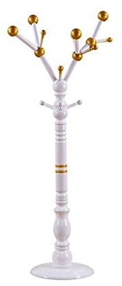 Coat Rack Freestanding Standing Solid Wood Coat Rack Hat Hanger Hook for Jacket, Purse, Scarf Rack, Umbrella Tree Stand, Black Clothes Stand for Home Office (Color : White)