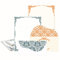 ANZON MORIES Vintage Elfenbein Schreibpapier 64 Doppelseitig Ausgekleidetes Blatt und 32 Umschlag Set, Spitzenmuster 2 Farbe Marine Orange Gold Rand Briefpapier Brief Schreibpapier 8,5 x 11 Zoll
