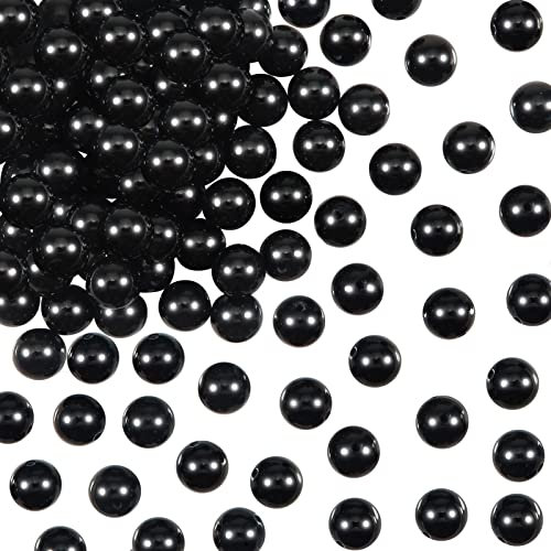 TOAOB 100 Stück Natur Schwarz Onyx Edelstein Perlen 8mm Schwarz Turmalin Runde Lose Perlen mit Loch zum Schmuck Basteln Auffädeln DIY Armband Halsketten Schmuckherstellung