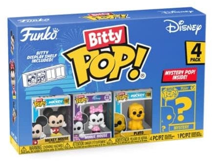 Funko Bitty Pop! Disney - Mickey Mouse, Minnie Mouse (pink Dress), Pluto und eine Überraschungs-Mini-Figur - 0.9 Inch (2.2 cm) Sammlerstück Stapelbares Display-Regal Inklusive - Geschenkidee