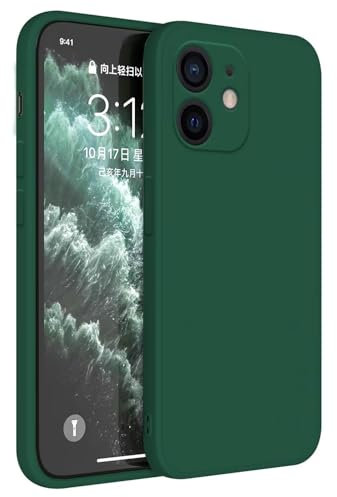 Topme Cover per iPhone 12 (6.1 Inches) Custodia Case, Protezione Della Pelle Della Custodia in Silicone Tpu - Verde scuro