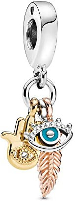 BEEUVIP Damen Hamsa, alles sehendes Auge Charm Anhänger für Armband 925 Sterling Silber Geburtsstein Charms Beads passend für Armband