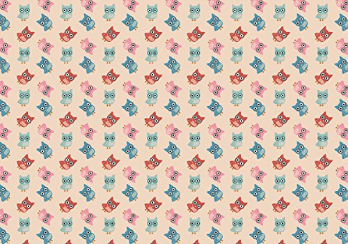 wandmotiv24 Fototapete Eulen-buntes Muster, 400 x 280 cm - selbstklebende Strukturtapete, Wanddeko, Wandbild, Wandtapete, Vintage, Tiere, Kinderzimmer M0988