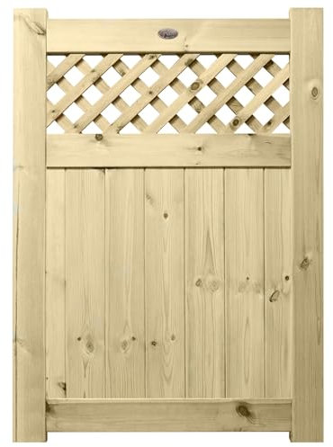 Premier Garden Supplies Strong URBAN Range Pedestrian Gate Diamond Trellis Topped Gate Smooth Wooden Framed Tongue & Groove Pathway Height: 4ft (120cm) x Width: 3ft (90cm) No Hinge Pack Selected